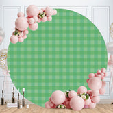 Aperturee - Green Checkered Pattern Round Birthday Backdrop